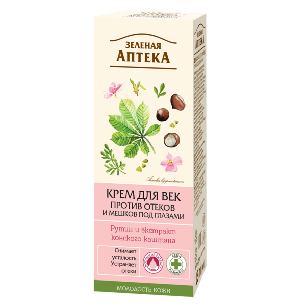 Крем для повік Зелена Аптека Проти набряків та мішків під очима, 15 мл - Pampik