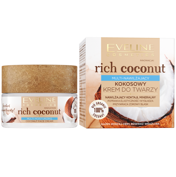 Інтенсивно зволожуючий кокосовий крем для обличчя Eveline Rich Coconut, 50 мл - Pampik - 2