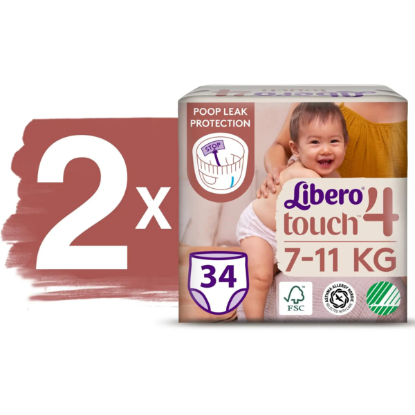 Подгузники-трусики Libero Touch Pants 4 (7-11 кг), 68 шт. - Pampik - 2