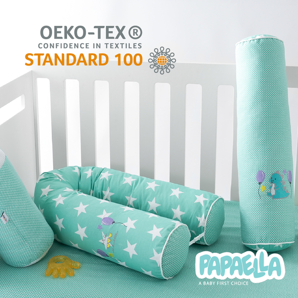 Захисний бортик-валик у ліжечко Papaella Горошок, ментоловий ( 8-34533) - Pampik - 11