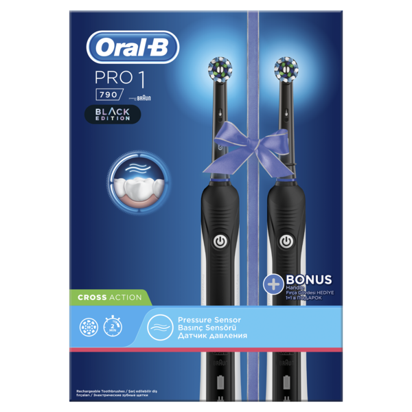 Электрическая зубная щётка Oral-B Pro 1 790 D16.523.1UH типа 3756, 2 шт. - Pampik