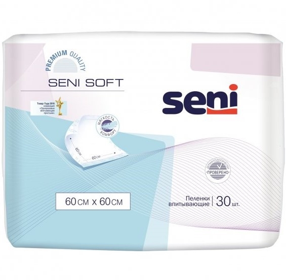 Одноразові пелюшки Seni Soft, 60х60 см, 30 шт. (SE-091-SO30-J02) - Pampik
