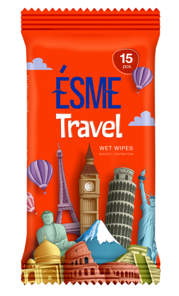 Влажные салфетки Esme Путешествие, 15 шт. - Pampik