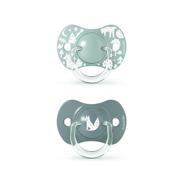 Пустушка силіконова Suavinex Fox Історії лисиці, 6-18 міс., сірий, 2 шт. (307345) - Pampik