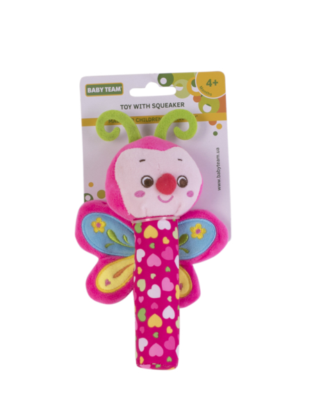 Іграшка-пищалка Baby Team Метелик, рожева (8500_Бабочка_розовая) - Pampik - 2