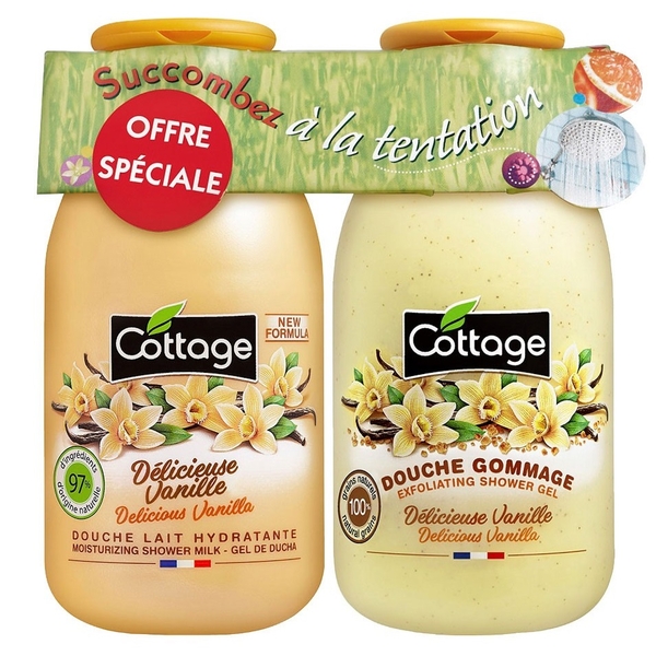 Набор Cottage Delicious Vanilla Молочко для душа, 250 мл и гель-эксфолиант, 270 мл - Pampik