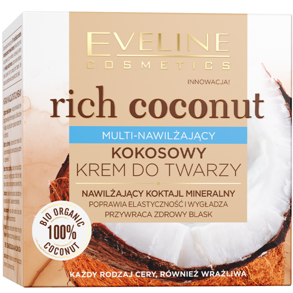Інтенсивно зволожуючий кокосовий крем для обличчя Eveline Rich Coconut, 50 мл - Pampik - 3