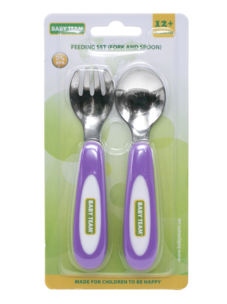Набор для кормления Baby Team, из нержавеющей стали, фиолетовый (6104_фиолетовый) - Pampik - 2