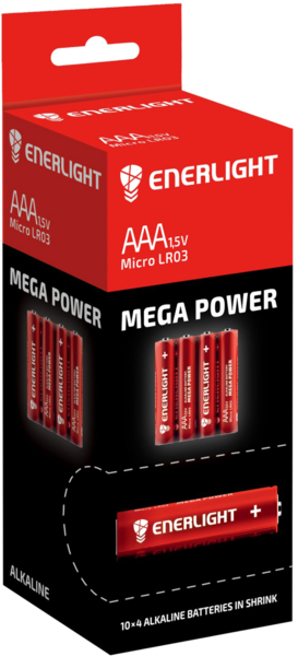 Батарейки Enerlight Mega Power AAА, 40 шт. (90030204R) - Pampik