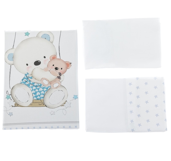 Комплект постельного белья Interbaby Oso Columpio Azul, 3 единицы (8100247) - Pampik