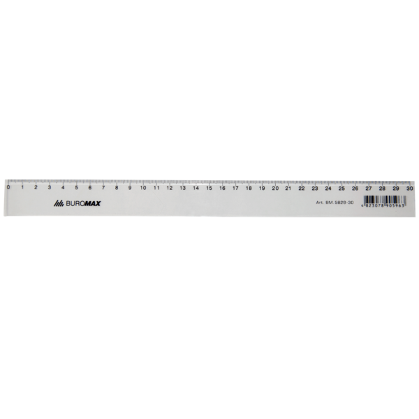 Линейка пластиковая Buromax Jobmax, 30 см, прозрачный (BM.5829-30) - Pampik