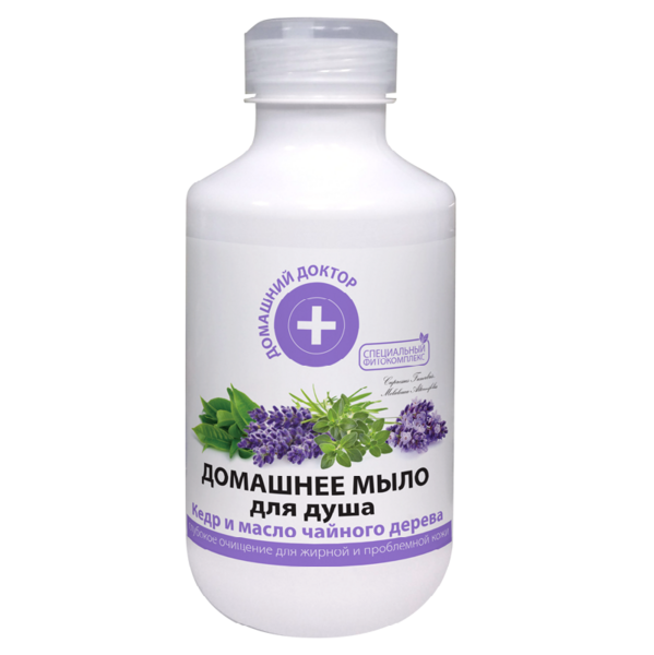 Рідке мило для душу Домашний Доктор Кедр та олія чайного дерева, 500 мл - Pampik