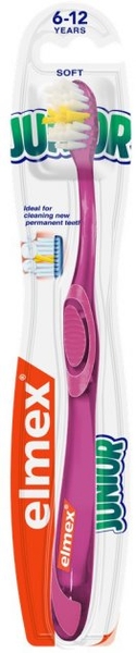 Детская зубная щетка Elmex Junior, 6 - 12 лет, мягкая, розовый - Pampik