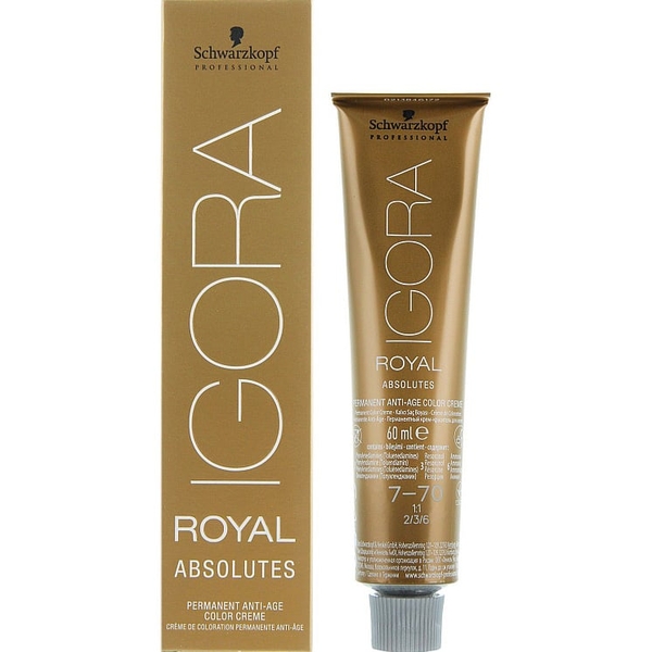 Перманентна фарба для сивого волосся Schwarzkopf Professional Igora Royal Absolutes відтінок 4-60 (середньо-коричневий шоколадний натуральний) 60 мл - Pampik