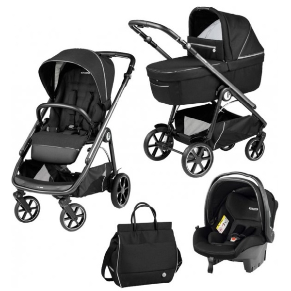 Коляска Peg-Perego Veloce Black Shine Lounge, 3в1, чорний (PACK-VEL31LG000005) - Pampik
