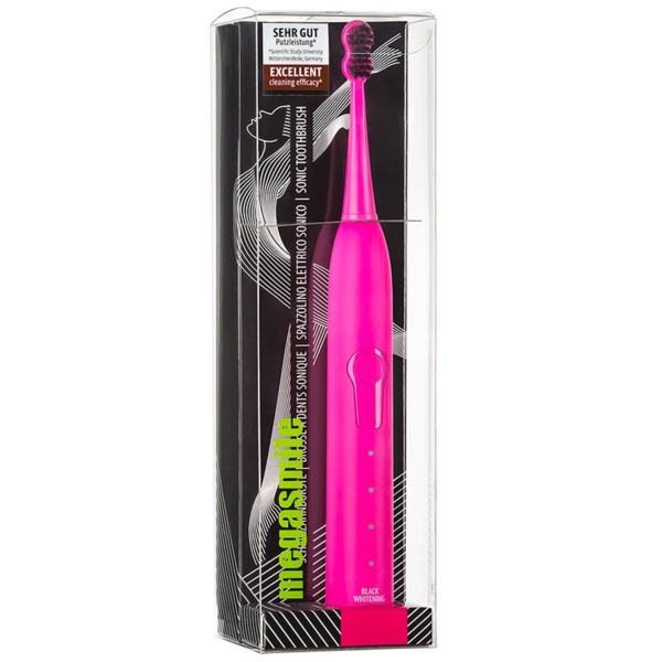 Звуковая гидроактивная зубная щетка Megasmile Black Whitening II Shocking Pink, розовый - Pampik