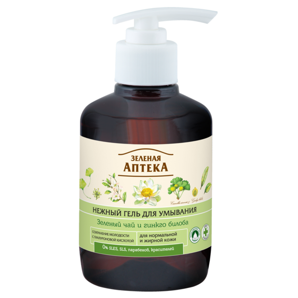 Гель для умывания Зеленая Аптека Зеленый чай и гинкго билоба, 270 мл - Pampik