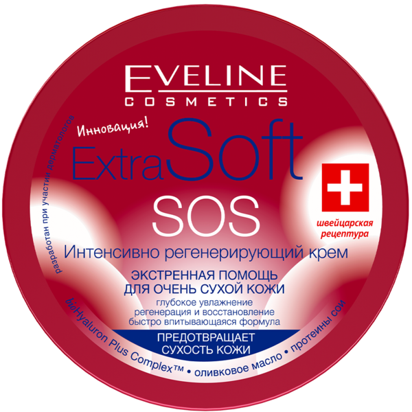 Крем для обличчя і тіла Eveline Extra Soft Sos інтенсивно регенерувальний 200 мл - Pampik