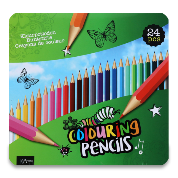 Олівці кольорові Artista у металевому пеналі 24 кольори 24 шт. (849950) - Pampik