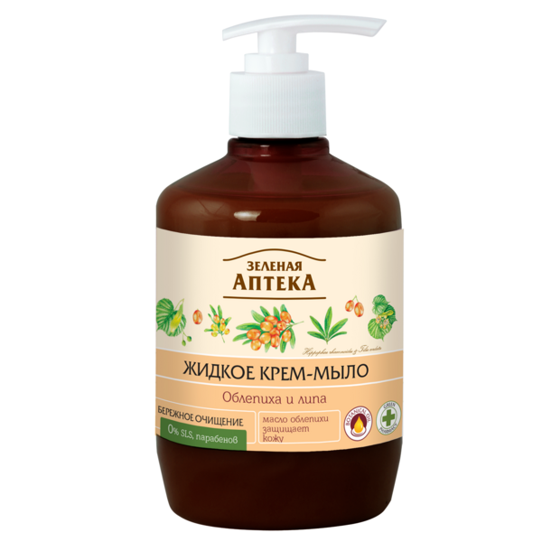 Жидкое мыло Зеленая Аптека Облепиха и липа, 460 мл - Pampik