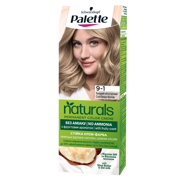 Стойкая крем-краска для волос Palette Naturals 45300 холодный светло-русый без аммиака 110 мл - Pampik