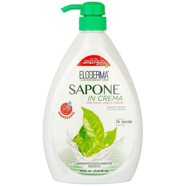 Рідке крем-мило Eloderma Зелений чай, антибактеріальне, 1000 мл - Pampik