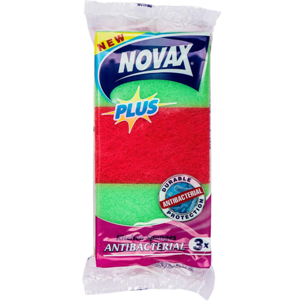 Губки кухонні Novax Plus антибактеріальні 3 шт. - Pampik