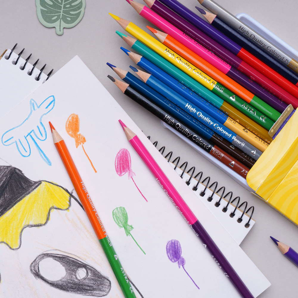 Карандаши двусторонние Школьник с точилкой 24 цвета 12 шт. (312113001-UA) - Pampik - 3