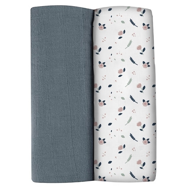 Багаторазова пелюшка Beaba Пір'їна, муслін, 120х120 см, білий з сірим, 2 шт. (920390) - Pampik