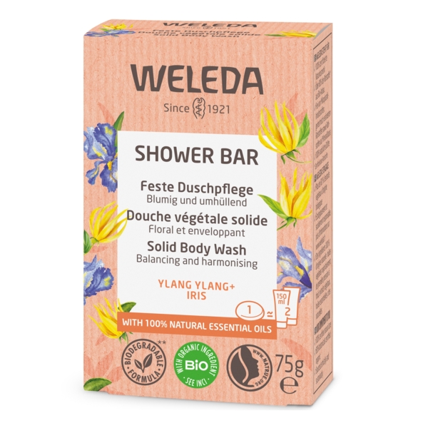 Твердий арома-бар для душу Weleda Іланг-іланг та Ірис, 75 г - Pampik