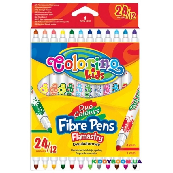 Фломастери двосторонні Colorino Fibre Pens, 24 кольори (32353PTR) - Pampik