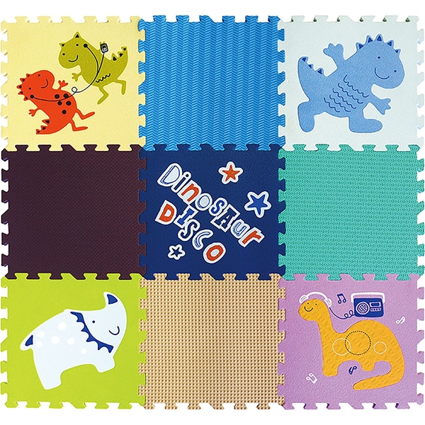 Дитячий розвиваючий ігровий килимок-пазл Baby Great Диско динозаври, 92х92 см (GB-M1606) - Pampik