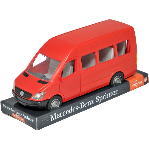 Автомобиль Tigres Mercedes-Benz Sprinter пассажирский на планшетке красный (39705) - Pampik