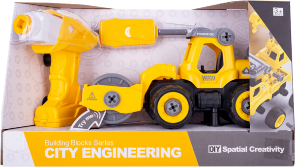 Конструктор DIY Spatial Creativity Каток LM8012-DZ-1 з електродвигуном, жовтий (CJ-1365033) - Pampik - 4