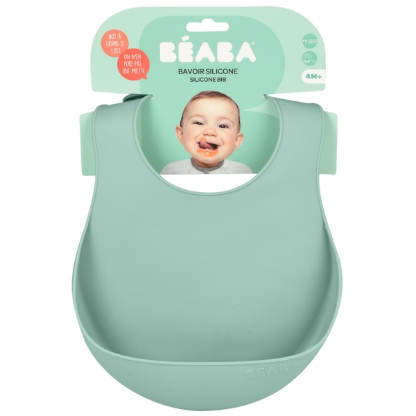 Нагрудник Beaba силіконовий, з кишенею, оливковий (913541) - Pampik - 3