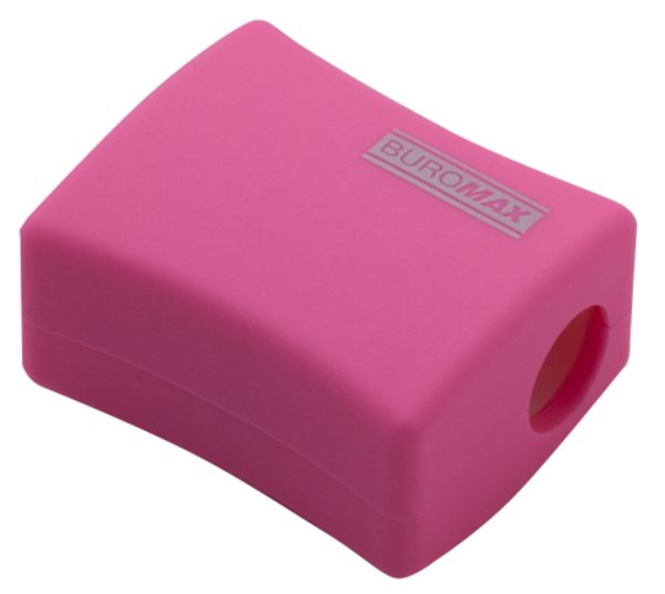 Точилка з контейнером Buromax Rubber Touch, рожевий (BM.4778-1) - Pampik