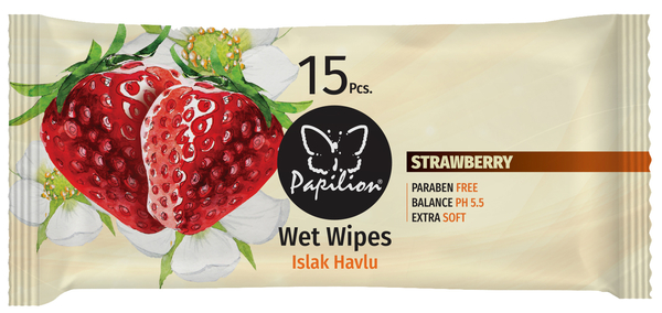 Вологі серветки Papilion Фруктова терапія Полуниця, 15 шт. - Pampik