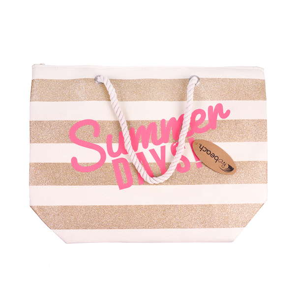 Сумка пляжна Offtop Сонячна, біла з бежевим (864503) - Pampik