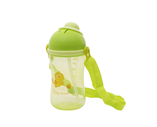 Поїльник Baby Team, з силіконовою трубочкою, 9+ міс., 380 мл, зелений (5010) - Pampik - 3