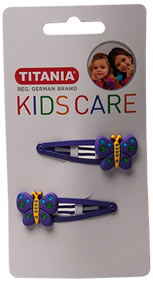 Набор металлических зажимов для волос Titania Бабочка, 6 см, 2 шт., синий (8513 KIDS) - Pampik