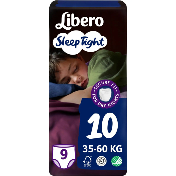 Подгузники-трусики Libero Sleep Tight 10 (35-60 кг), 9 шт. - Pampik