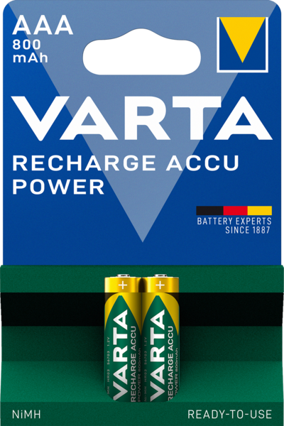 Акумулятор Varta ACCU AAA 800mAh Bli 2 (ready 2 use), 2 шт. (56703101402) - Pampik