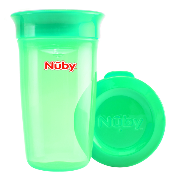 Чашка-непроливайка Nuby 360°, з кришечкою, 360 мл, зелена (NV0414003grn) - Pampik - 2