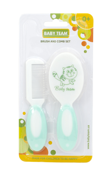 Расческа и щетка из натуральной щетины Baby Team, бирюзовый (7106_бирюзовый) - Pampik - 4