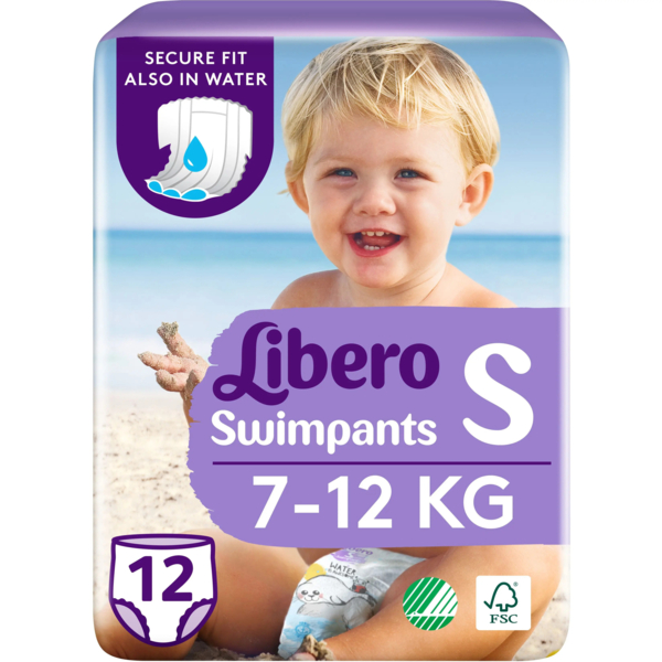 Підгузки-трусики для плавання Libero Swimpants 2 (7-12 кг), 12 шт. - Pampik