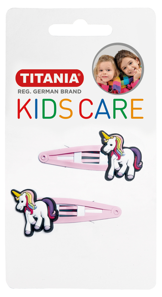 Набор металлических зажимов для волос Titania Единорог, 5 см, белый, 2шт. (8522 KIDS) - Pampik