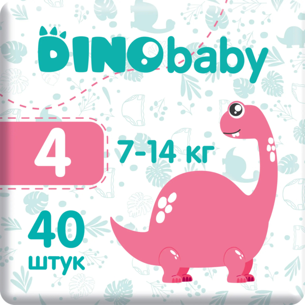 Підгузки на липучках DinoBaby 4 (7-14 кг), 40 шт. - Pampik