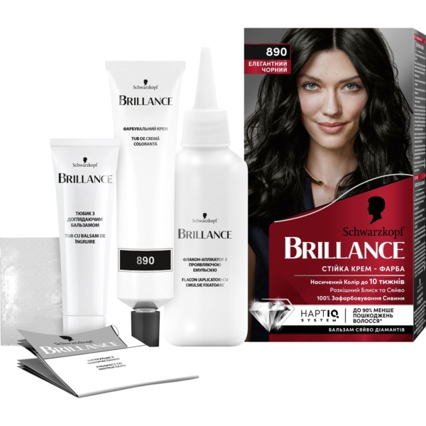 Крем-фарба для волосся Brillance 890 елегантний чорний, 160 мл - Pampik - 4