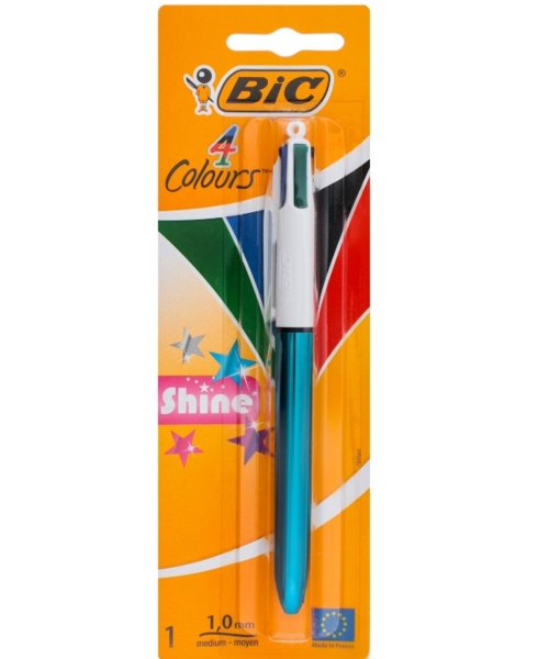 Ручка шариковая BIC 4 Colours Shine Blue, 1 мм, 4 цвета, 1 шт. (902126) - Pampik