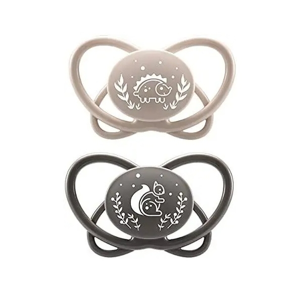 Пустышка Nip Моя бабочка, силиконовая, 5-18 мес., 2 шт., бежевый с серым (38600-51) - Pampik